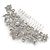 Statement Bridal/ Wedding/ Prom/ Party Rhodium Plated Clear Austrian Crystal Floral Side Hair Comb - 110mm Across - view 9