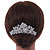 Statement Bridal/ Wedding/ Prom/ Party Rhodium Plated Clear Austrian Crystal Floral Side Hair Comb - 110mm Across - view 2