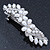 Bridal Wedding Prom Silver Tone Glass Pearl, Crystal Floral Barrette Hair Clip Grip - 85mm W - view 8