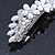 Bridal Wedding Prom Silver Tone Glass Pearl, Crystal Floral Barrette Hair Clip Grip - 85mm W - view 9