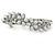 Bridal Wedding Prom Silver Tone Glass Pearl, Crystal Floral Barrette Hair Clip Grip - 85mm W - view 10
