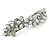 Bridal Wedding Prom Silver Tone Glass Pearl, Crystal Floral Barrette Hair Clip Grip - 85mm W - view 11