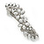Bridal Wedding Prom Silver Tone Glass Pearl, Crystal Floral Barrette Hair Clip Grip - 85mm W - view 12
