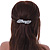 Bridal Wedding Prom Silver Tone Glass Pearl, Crystal Floral Barrette Hair Clip Grip - 85mm W - view 3