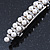 Bridal Wedding Prom Silver Tone Glass Pearl, Crystal Barrette Hair Clip Grip - 80mm W - view 5