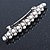 Bridal Wedding Prom Silver Tone Glass Pearl, Crystal Barrette Hair Clip Grip - 80mm W - view 9