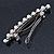 Bridal Wedding Prom Silver Tone Glass Pearl, Crystal Barrette Hair Clip Grip - 80mm W - view 4