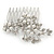 Bridal/ Wedding/ Prom/ Party Rhodium Plated Clear Austrian Crystal, Glass Pearl Triple Flower Hair Comb - 75mm - view 2