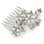 Bridal/ Wedding/ Prom/ Party Rhodium Plated Clear Austrian Crystal, Glass Pearl Triple Flower Hair Comb - 75mm - view 6