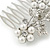 Bridal/ Wedding/ Prom/ Party Rhodium Plated Clear Austrian Crystal, Glass Pearl Triple Flower Hair Comb - 75mm - view 3