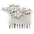 Bridal/ Wedding/ Prom/ Party Rhodium Plated Clear Austrian Crystal, Glass Pearl Triple Flower Hair Comb - 75mm - view 5