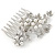 Bridal/ Wedding/ Prom/ Party Rhodium Plated Clear Austrian Crystal, Glass Pearl Triple Flower Hair Comb - 75mm - view 7