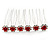 Bridal/ Wedding/ Prom/ Party Set Of 6 Clear Austrian Crystal Red Rose Flower Hair Pins In Silver Tone - view 7