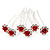 Bridal/ Wedding/ Prom/ Party Set Of 6 Clear Austrian Crystal Red Rose Flower Hair Pins In Silver Tone - view 8