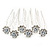 Bridal/ Wedding/ Prom/ Party Set Of 6 Clear Austrian Crystal White Rose Flower Hair Pins In Silver Tone