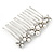 Bridal/ Prom/ Wedding/ Party Rhodium Plated White Glass Pearl, Clear Austrian Crystal Floral Side Hair Comb - 60mm Width - view 6