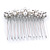 Bridal/ Prom/ Wedding/ Party Rhodium Plated White Glass Pearl, Clear Austrian Crystal Floral Side Hair Comb - 60mm Width - view 5