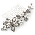 Bridal/ Wedding/ Prom/ Party Rhodium Plated Clear Austrian Crystal Glass Pearl Floral Side Hair Comb - 90mm