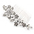 Bridal/ Wedding/ Prom/ Party Rhodium Plated Clear Austrian Crystal Glass Pearl Floral Side Hair Comb - 90mm - view 6