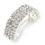 Bridal Wedding Prom Dome Shape Silver Tone Clear Crystal Barrette Hair Clip Grip - 50mm W - view 7