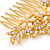 Bridal/ Wedding/ Prom/ Party Gold Plated Clear Crystal and Light Cream Simulated Pearl Floral Hair Comb - 85mm - view 4