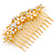 Bridal/ Wedding/ Prom/ Party Gold Plated Clear Crystal and Light Cream Simulated Pearl Floral Hair Comb - 85mm - view 6