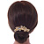 Bridal/ Wedding/ Prom/ Party Gold Plated Clear Crystal and Light Cream Simulated Pearl Floral Hair Comb - 85mm - view 3