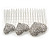 Bridal/ Wedding/ Prom/ Party Silver Tone Clear Austrian Crystal 3 Hearts Side Hair Comb - 60mm - view 4