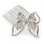 Bridal/ Prom/ Wedding/ Party Rhodium Plated Pave Set Clear Austrian Crystal Butterfly Side Hair Comb - 60mm W - view 4