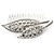 Statement Bridal/ Wedding/ Prom/ Party Rhodium Plated Clear Austrian Crystal Double Leaf Side Hair Comb - 95mm W - view 3