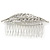Statement Bridal/ Wedding/ Prom/ Party Rhodium Plated Clear Austrian Crystal Double Leaf Side Hair Comb - 95mm W - view 5