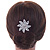 Bridal/ Prom/ Wedding/ Party Rhodium Plated Clear Austrian Crystal Daisy Flower Side Hair Comb - 55mm Width - view 2