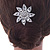 Bridal/ Prom/ Wedding/ Party Rhodium Plated Clear Austrian Crystal Daisy Flower Side Hair Comb - 55mm Width - view 3