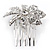 Bridal/ Prom/ Wedding/ Party Rhodium Plated Clear Austrian Crystal Daisy Flower Side Hair Comb - 55mm Width - view 5