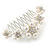 Medium Bridal/ Prom/ Wedding/ Party Rhodium Plated White Glass Pearl, Clear Austrian Crystal Side Hair Comb - 60mm - view 7
