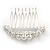 Medium Bridal/ Prom/ Wedding/ Party Rhodium Plated White Glass Pearl, Clear Austrian Crystal Side Hair Comb - 60mm - view 4