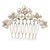 Medium Bridal/ Prom/ Wedding/ Party Rhodium Plated White Glass Pearl, Clear Austrian Crystal Side Hair Comb - 60mm