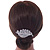 Clear Austrian Crystal, White Faux Pearl 'Leaf' Side Hair Comb In Rhodium Plating - 85mm - view 2