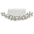 Large Bridal/ Wedding/ Prom/ Party Rhodium Plated Clear Austrian Crystal, White Simulated Pearl Floral Hair Comb - 110mm - view 4
