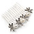 Medium Bridal/ Prom/ Wedding/ Party Rhodium Plated Faux Pearl, Clear Austrian Crystal Butterfly Side Hair Comb - 60mm Width - view 5