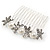 Medium Bridal/ Prom/ Wedding/ Party Rhodium Plated Faux Pearl, Clear Austrian Crystal Butterfly Side Hair Comb - 60mm Width - view 6