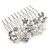 Medium Bridal/ Wedding/ Prom/ Party Rhodium Plated Clear Austrian Crystal, Faux Pearl Floral Hair Comb - 60mm - view 5