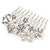 Medium Bridal/ Wedding/ Prom/ Party Rhodium Plated Clear Austrian Crystal, Faux Pearl Floral Hair Comb - 60mm - view 7