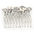 Medium Bridal/ Wedding/ Prom/ Party Rhodium Plated Clear Austrian Crystal, Faux Pearl Floral Hair Comb - 60mm - view 6