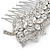 Clear Austrian Crystal 'Leaf' Side Hair Comb In Rhodium Plating - 70mm - view 5