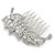 Clear Austrian Crystal 'Leaf' Side Hair Comb In Rhodium Plating - 70mm - view 6