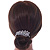 Clear Austrian Crystal 'Leaf' Side Hair Comb In Rhodium Plating - 70mm - view 2