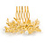 Bridal/ Wedding/ Prom/ Party Bright Gold Tone Metal Clear Austrian Crystal Glass Pearl Floral Side Hair Comb - 70mm - view 4