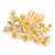 Bridal/ Wedding/ Prom/ Party Bright Gold Tone Metal Clear Austrian Crystal Glass Pearl Floral Side Hair Comb - 70mm - view 5