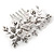 Bridal/ Wedding/ Prom/ Party Rhodium Plated Clear Austrian Crystal Glass Pearl Floral Side Hair Comb - 75mm - view 5